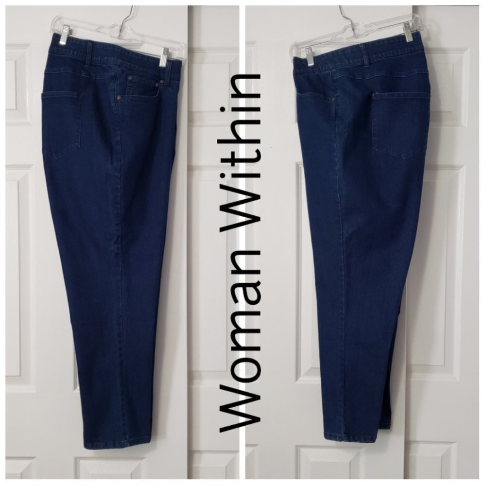WOMAN WITHIN Tummy Tamer 26W STRETCH ZIP-UP JEANS